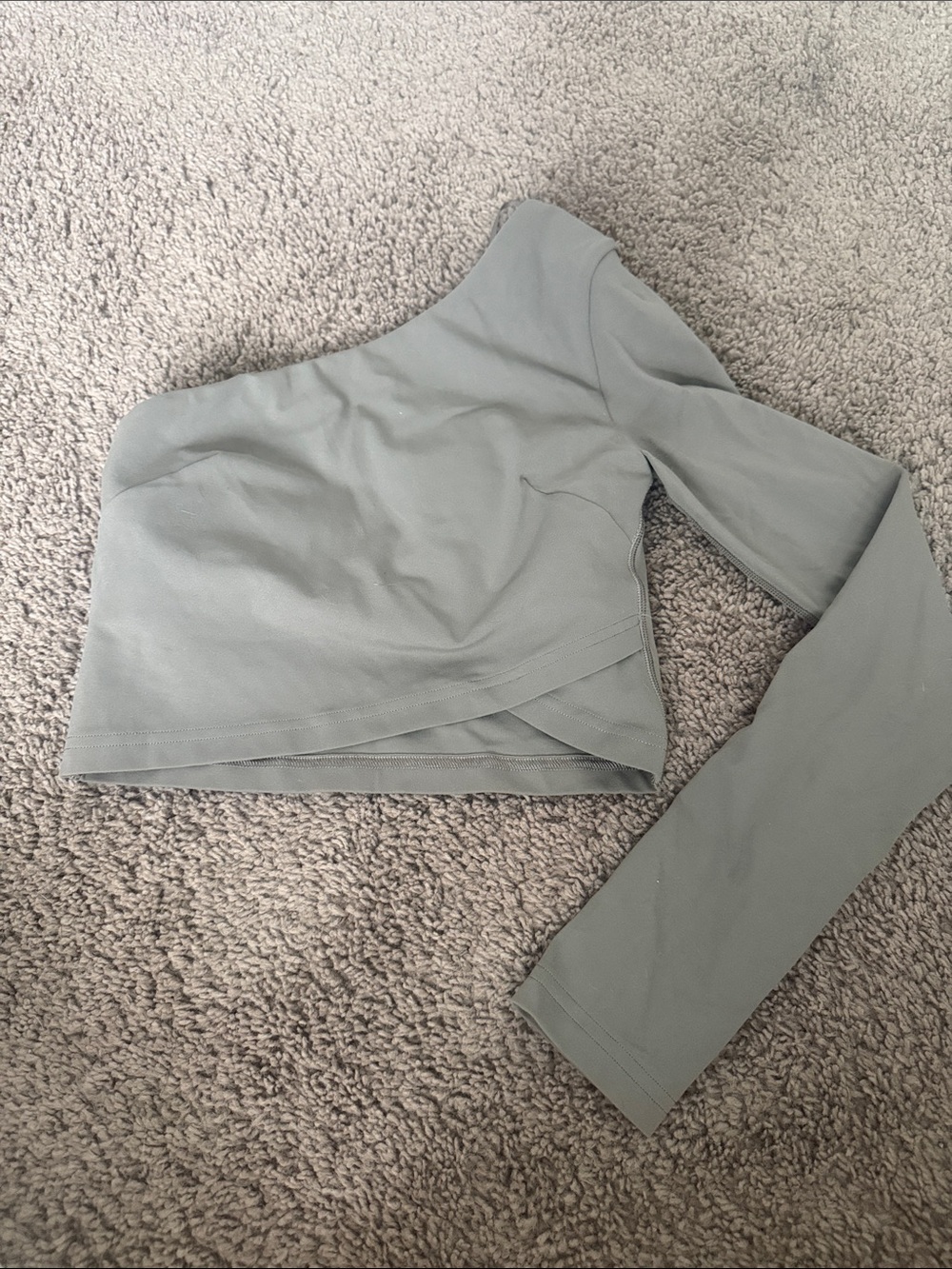 Lululemon Deep Taupe One-Shoulder Long Sleeve Crop Top